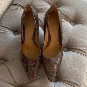 Snake print low heels